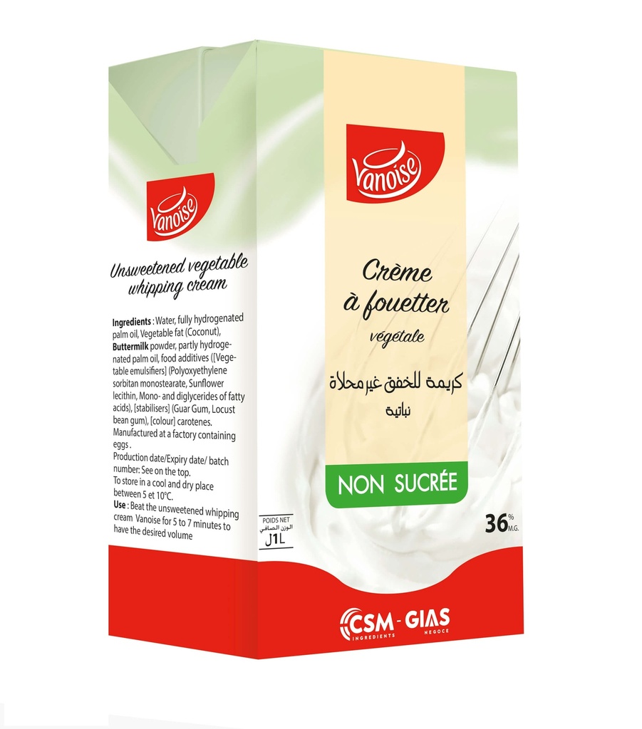 CREME A FOUETTER SANS SUCRE VANOISE 1L